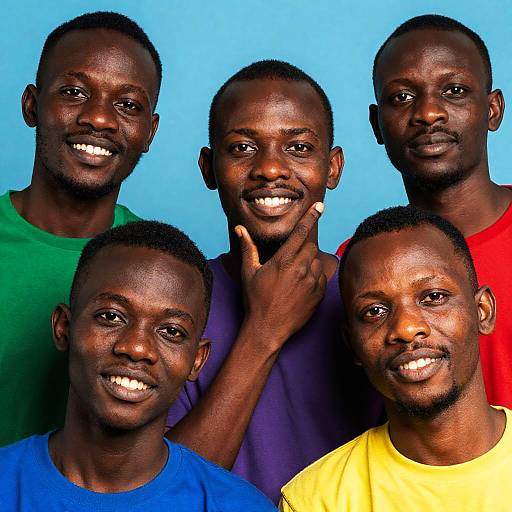 Colorful Portrait of Five Smiling Men