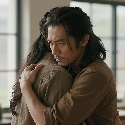 Serious Embrace of Asian Men