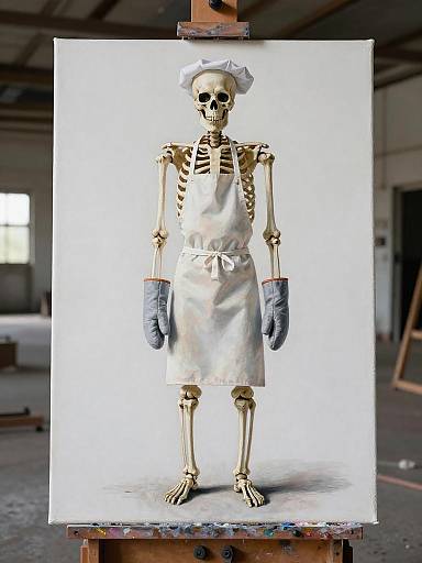 Skeleton Chef Painting on Canvas