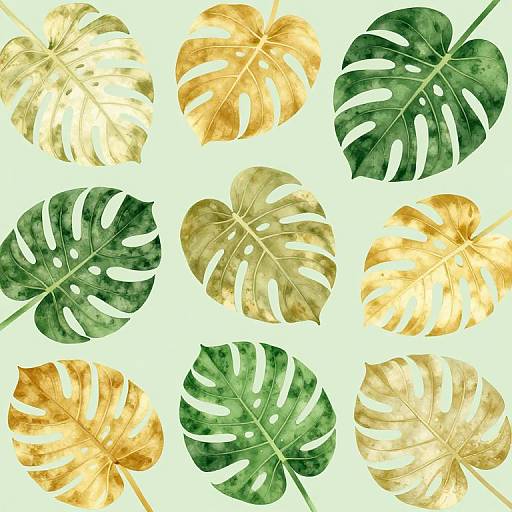 Monstera Deliciosa Flat Leaf Illustration