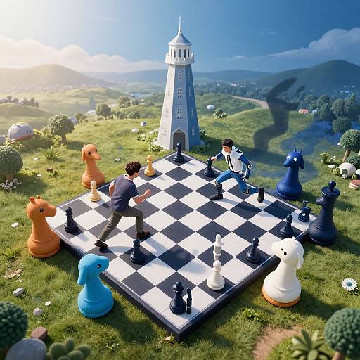 Surreal Chess Duel Between Human and Android