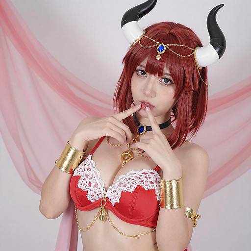 Red-Haired Woman with Horn Accessories