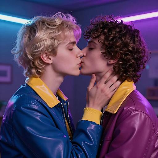 Neon Romance in a Dimly Lit Room