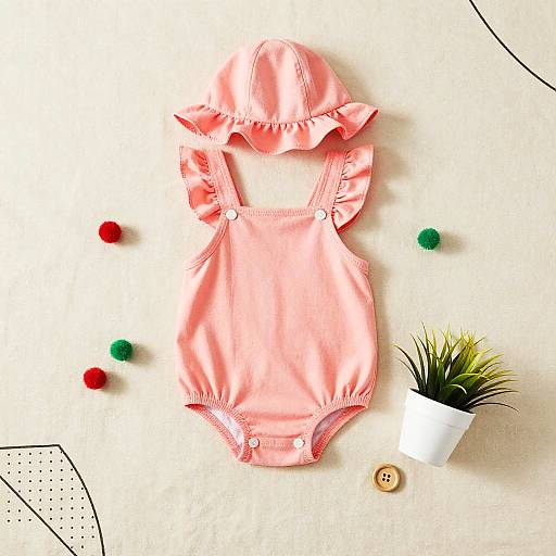 Modern Coral Baby Romper Design