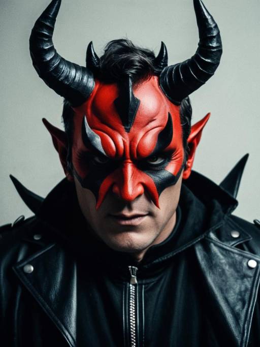 Photorealistic Close-Up of Devil Horns Man