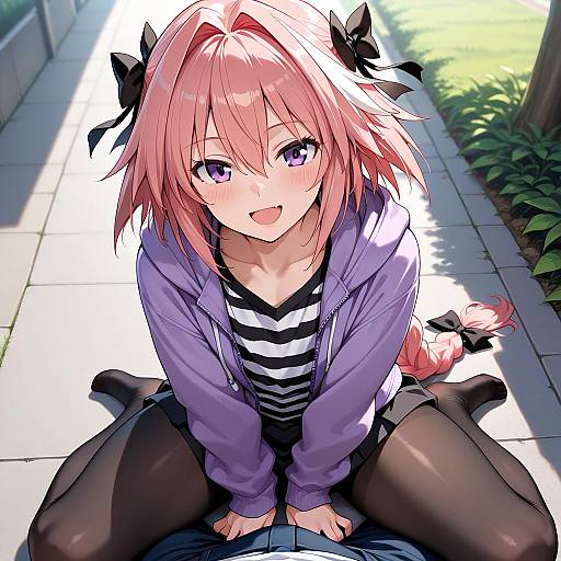 Pink Haired Astolfo Sitting From Above