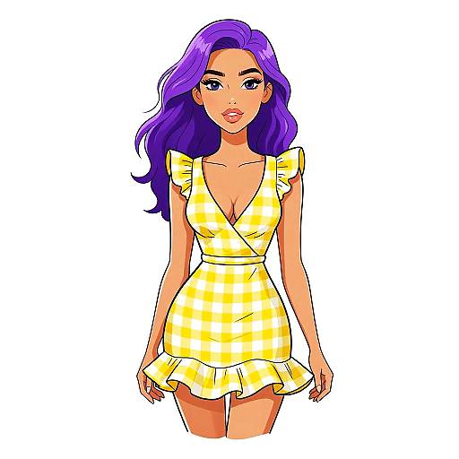 Summer Chic Woman in Gingham Dress