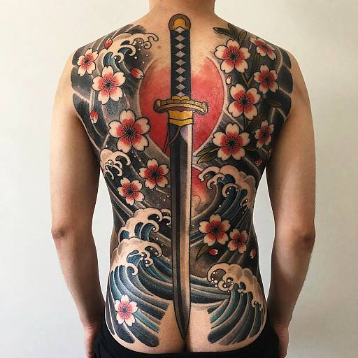 Japanese Katana Sword Back Tattoo