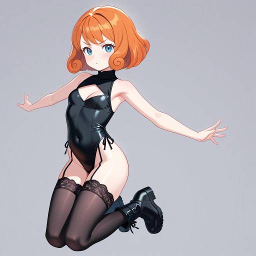Petite Woman in Stylish Black Leotard Petite Woman in Stylish Black Leotard
