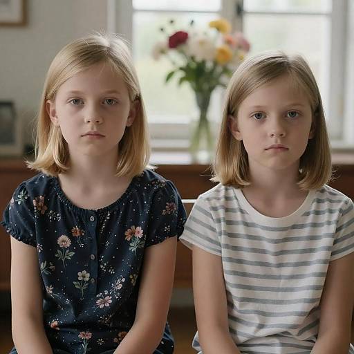 Portrait of Two Young Girls Indoors