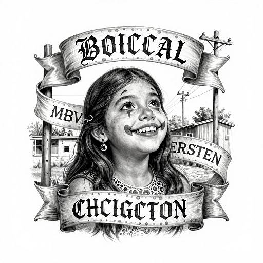 Hopeful Chicano Art Clown-Faced Girl