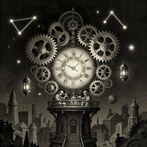 Nocturnal Fae Clocksmith in Steampunk Tower