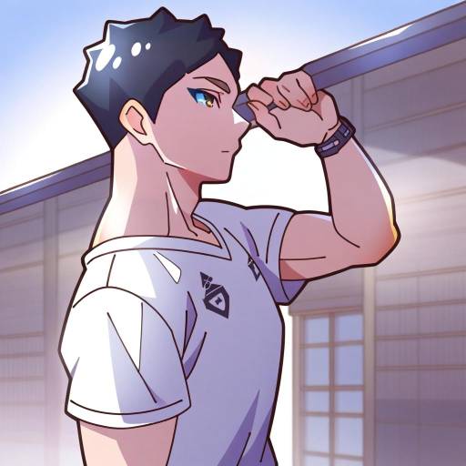 Illustration of Akaashi keiji, haikyuu!! in the style of Saishosaisekojo