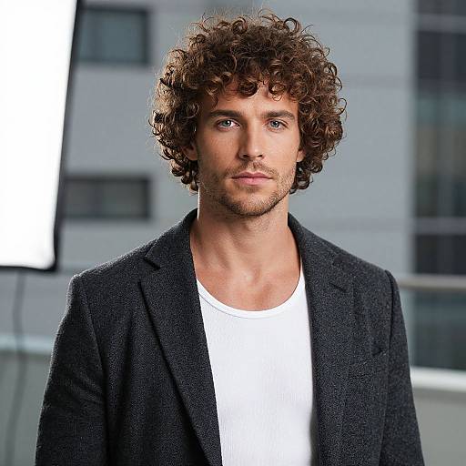 Stylish European Man with Curly Mullet