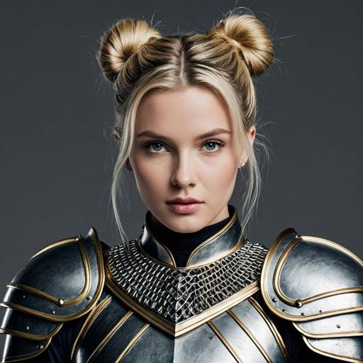 Elegant Armored Couple Portrait on Grey
