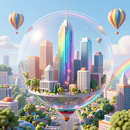 Surreal City Inside Water Balloon