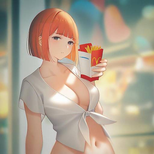 Illustration of Mother (yoru mac), mcdonald's in the style of Tidsean