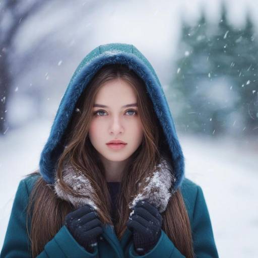 Winter Portrait of a Girl in Hood