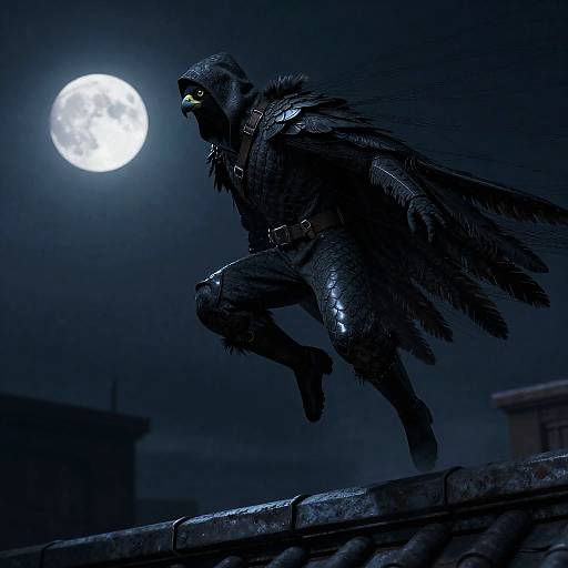 Moonlit Falconer: Stealth Cloak Rooftop Leap