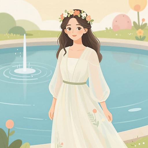Dreamy Woman by Tranquil Water