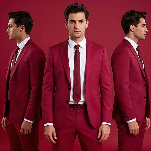 Symmetrical Man in Vibrant Magenta Suit