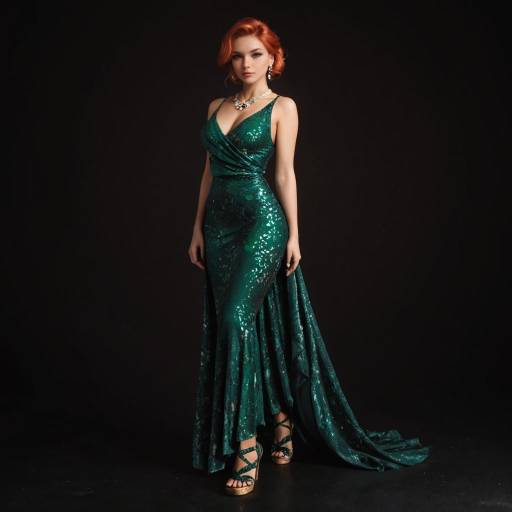 Elegant Woman in Emerald Green Dress Elegant Woman in Emerald Green Dress