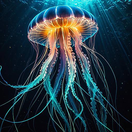 Luminous Jellyfish in Deep Ocean
