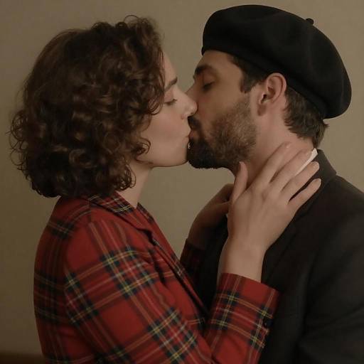 Romantic Couple Kissing in Warm Lighting