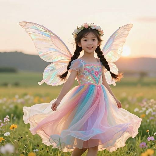 Enchanted Girl with Ethereal Wings