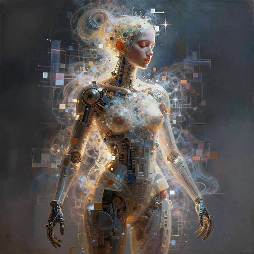 Abstract Pixelated Humanoid Portrait