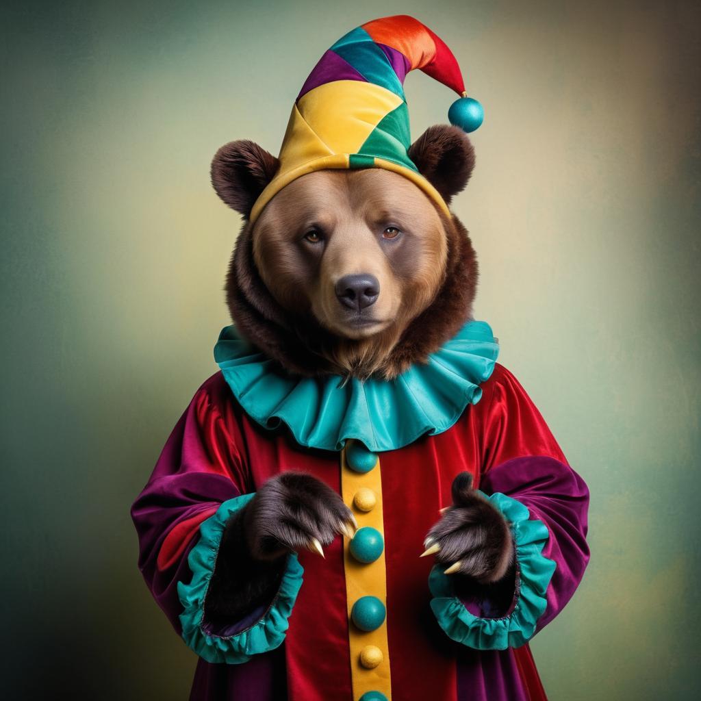 Whimsical Bear Jester Portrait