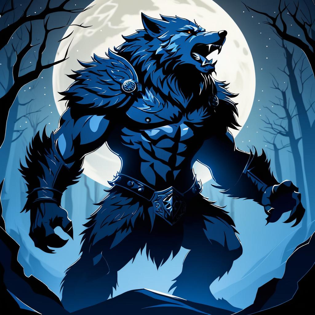 Wild Werewolf Guardian Howling Illustration