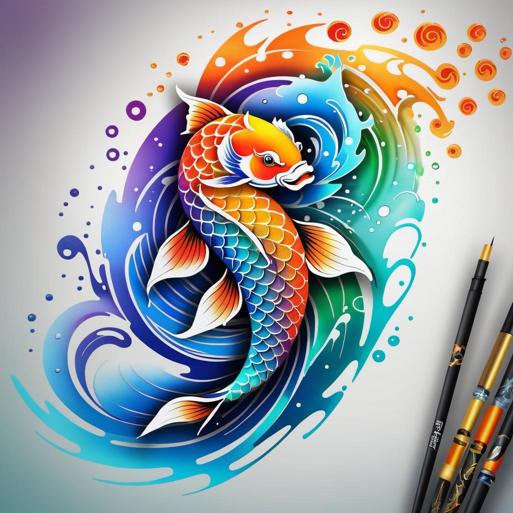 Vibrant Koi Fish Arm Tattoo Design