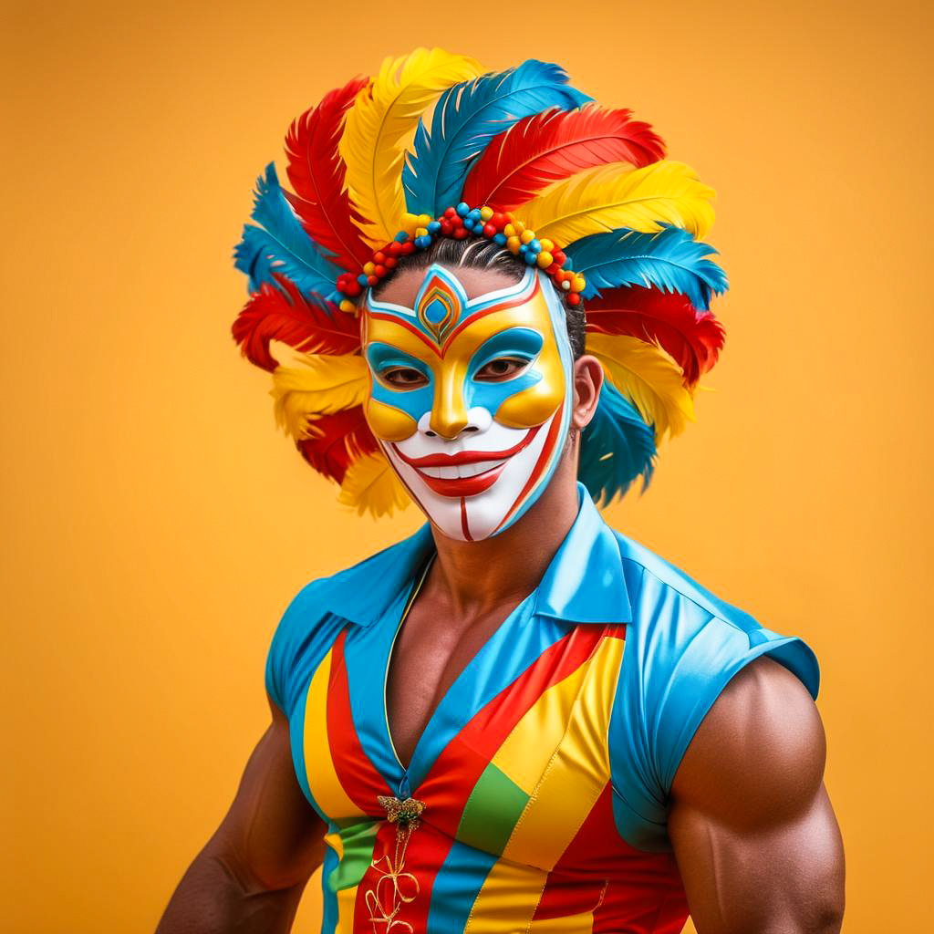 Vibrant Street Performer in Carnival Costume