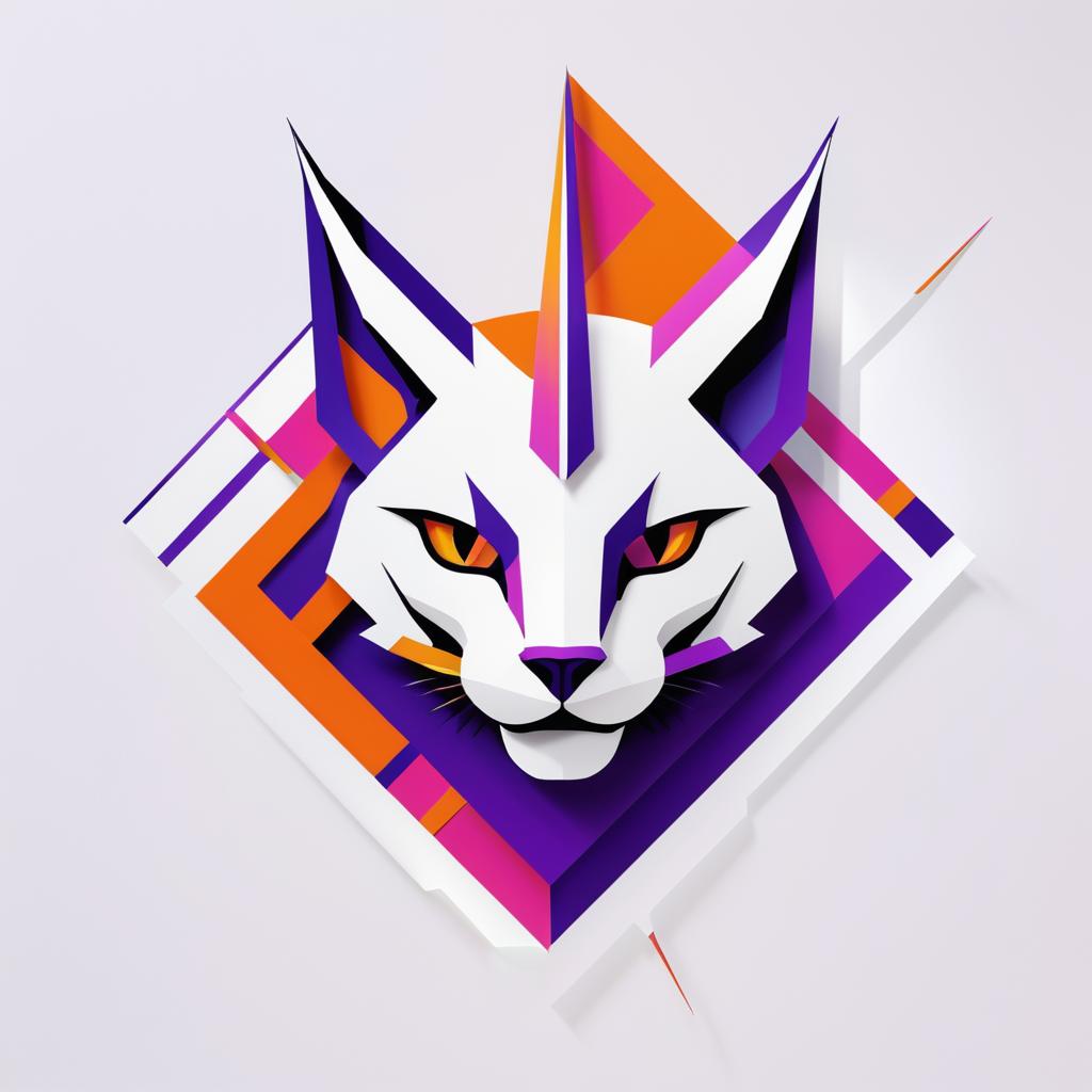 Sleek Geometric Saber-toothed Cat Logo