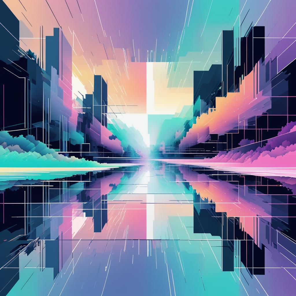 Digital Landscape: Abstract Meets Pixel Art