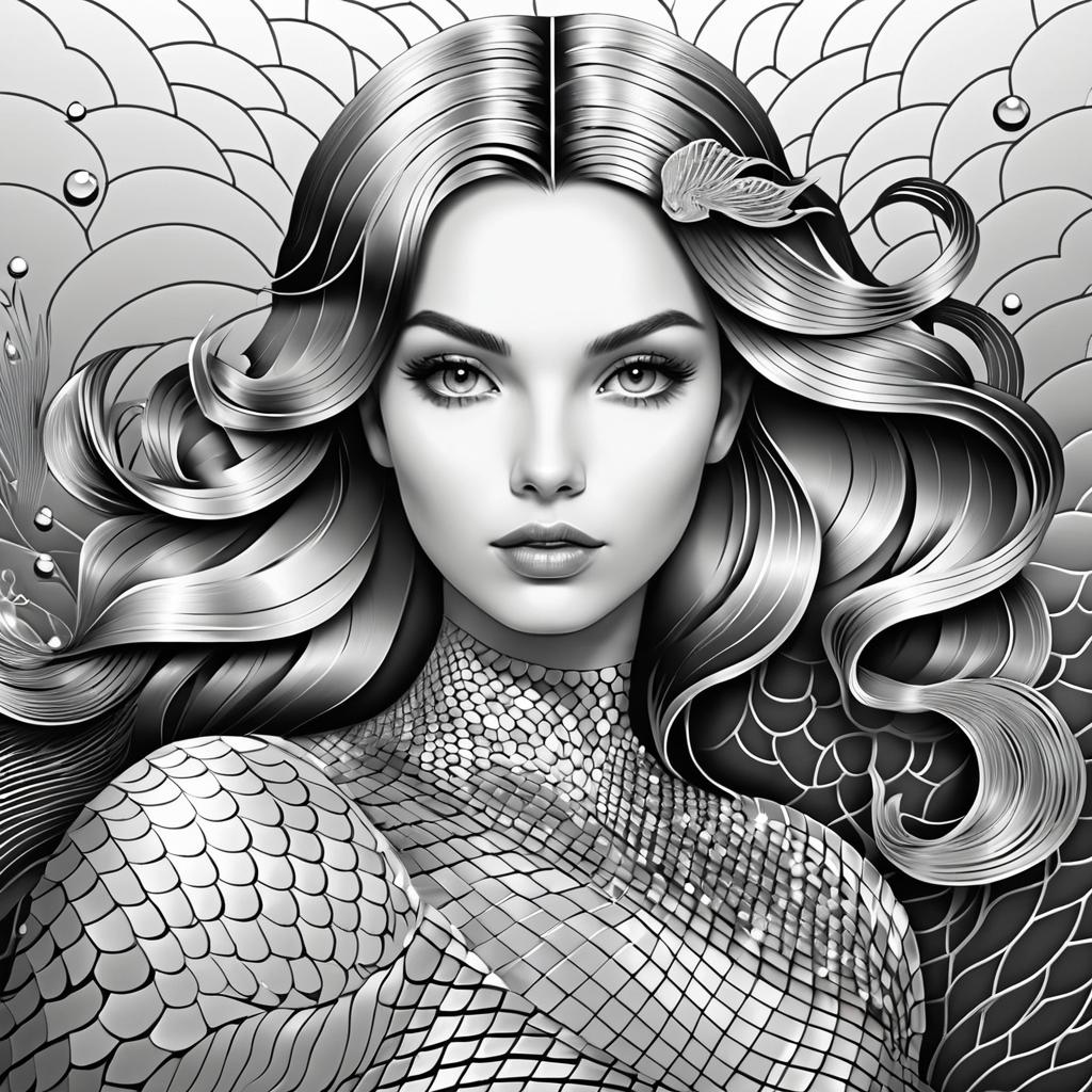 Ultra-Detailed Mermaid in Retro Style