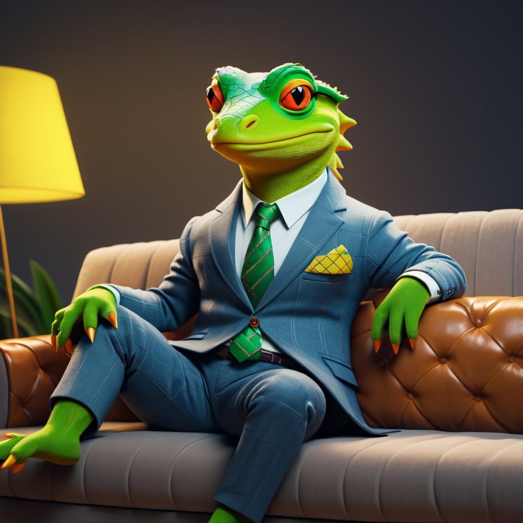 Lizard Businessman in Stylish Cardigan