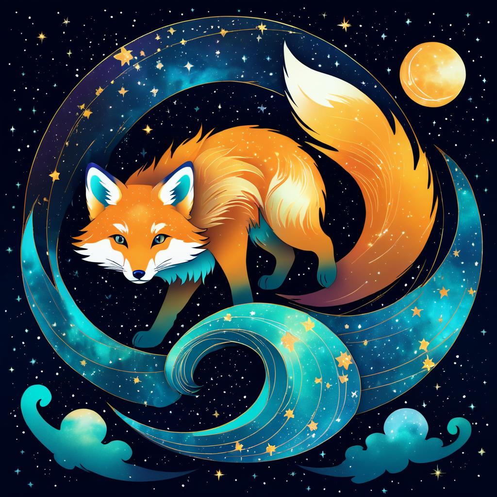 Psychedelic Fox in Cosmic Wonderland