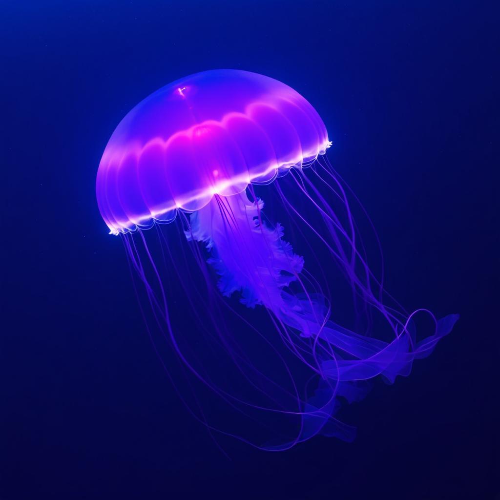 Glowing Purple Jellyfish in Water