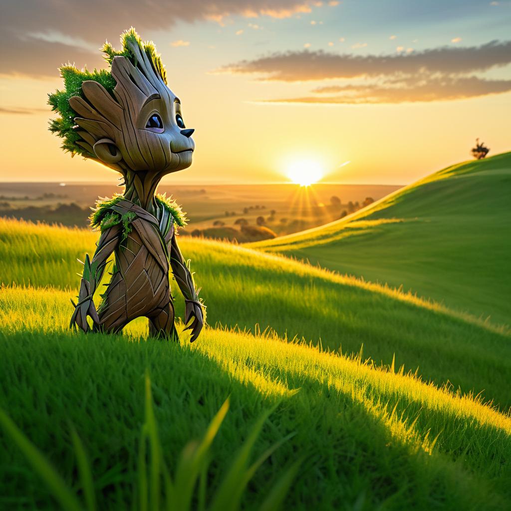 Groot Enjoys a Sunset on the Hill