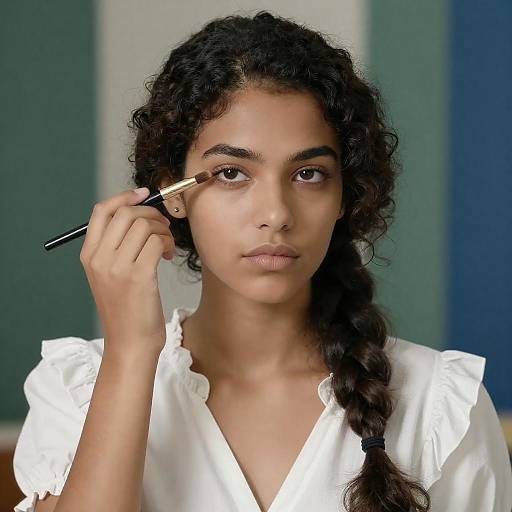 Young Woman Applying Eye Makeup Portrait