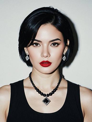 Realistic Black-Haired Girl with Jewelry
