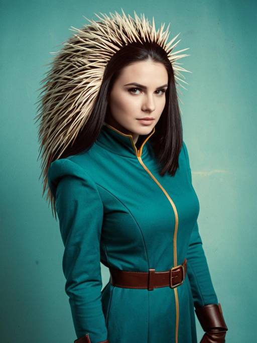 Woman in Echidna Inspired Costume Woman in Echidna Inspired Costume