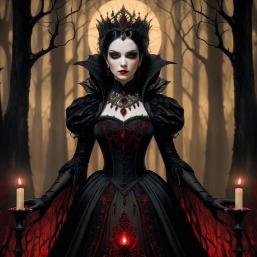 Eerie Vampire Queen in Gothic Setting