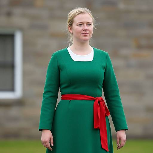 Traditional Irish Woman in Green Dress