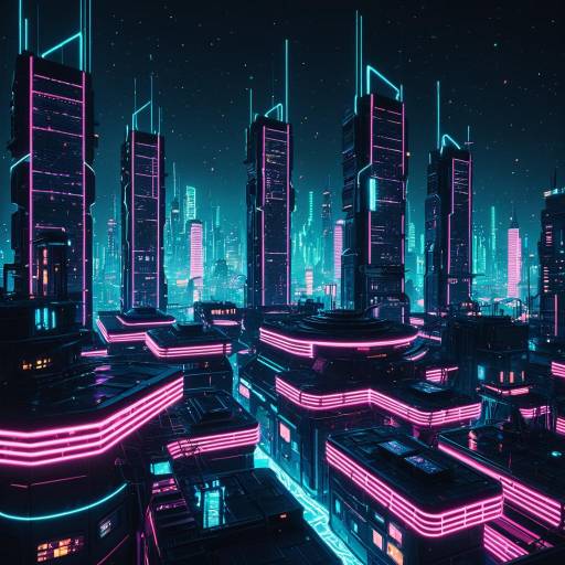 Futuristic Neon Cityscape in Cyberpunk Aesthetic Futuristic Neon Cityscape in Cyberpunk Aesthetic