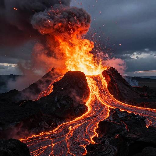 Epic Volcanic Eruption Ultra-Wide Shot