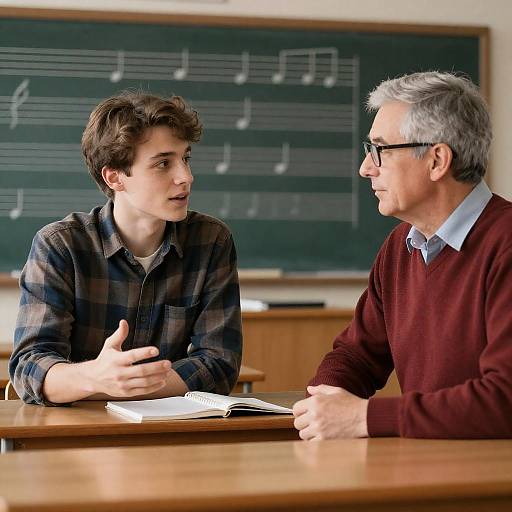 Engaging Classroom Discussion Between Two Men