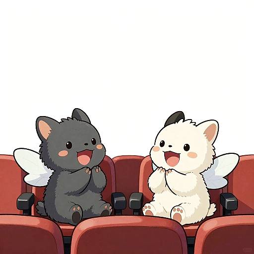 Cute Winged Woodland Fairies Watching Movie